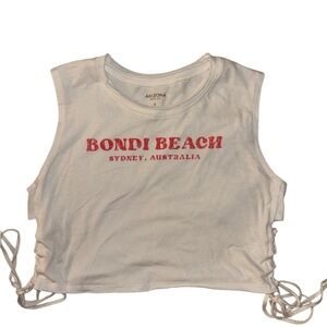 Sleeveless Lace-Up sides Beach top Crop Tee- Bondi Beach